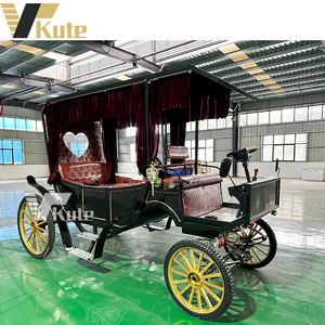 Chariot de tourisme électrique noir à double auvent, deux rangées de sièges en cuir marron, style rétro royal, en promotion - Product Image 6