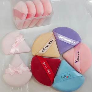 Esponja de Maquillaje Triangular de Terciopelo con Esponja Integrada, Lavable, para Polvo Facial, Marca Privada - Product Image 4