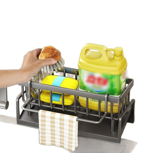 調整可能な多機能金属蛇口ハンギングドレインとカーテン蛇口シンク交換用皿とボウルシェルフストレーナー - Product Image 1