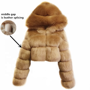 2022 ultime giacche invernali da donna di moda cappotti da donna in <span class=keywords><strong>pelliccia</strong></span> di volpe sintetica rossa stile corto - Product Image 5