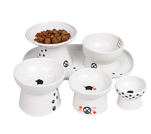 Estilo japonês de alta Pé Cerâmica Cat <span class=keywords><strong>Bowl</strong></span> Eco-Friendly Pescoço-Protegendo <span class=keywords><strong>Pet</strong></span> Food Water <span class=keywords><strong>Bowl</strong></span> Set - Product Image 1