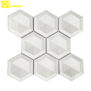 Pas cher usine maison mur sol classe haute qualité blanc <span class=keywords><strong>géométrie</strong></span> céramique <span class=keywords><strong>hexagone</strong></span> mosaïque carrelage - Product Image 1