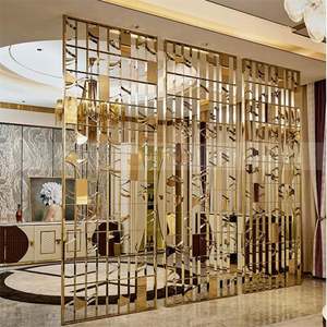 EX254 Modern Design Stainless Steel <b>Screen</b> Partition Fixed Room Divider for <b>Wall</b> Decor Salon Panel Gold Room Divider - Product Image 6