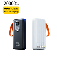 Batterie externe portable haute capacité avec entrée Type-C, logo personnalisé, vente en gros, 20000 mAh, alimentation 22,5 W, charge rapide, affichage LED, double USB
