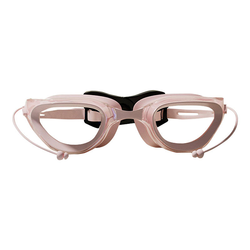 กล่องใส่แว่นตาสีชมพูโปร่งใส [พร้อมตัวล็อก]