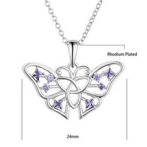 Simple Style Hollow Cute Animal Butterfly Clavicle Chain Jewelry For Women Long Pendants Necklaces Link Charms