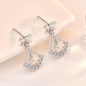 Boucles <span class=keywords><strong>d</strong></span>'<span class=keywords><strong>oreille</strong></span> EL24 en argent Sterling 925, Design créatif, cristal de luxe anti-<span class=keywords><strong>allergie</strong></span>, boucles à nœud papillon pour filles, bijoux - Product Image 3