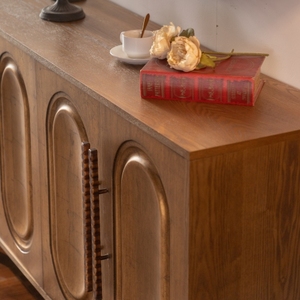 4-Door Modern Sideboard <b>Buffet</b> Cabinet-Solid Wood & MDF Arched Door Storage Console <b>Table</b> for Living Room/Hotel/Apartment - Product Image 6