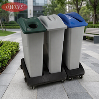 Poubelle rectangulaire en plastique pour extérieur, avec couvercle, bac de recyclage, chariot mobile pour déchets, conteneur à ordures pour organisateur de bureau