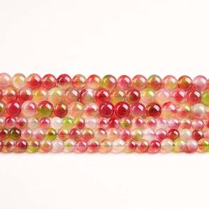 Jiuruiya ลูกปัดทรงพลอยคาลซิโดนีทรงกลมขัดเงาทรงหลวมทำจากคริสตัลสีแดงแตงโมอุปกรณ์เครื่องประดับ DIY กึ่งสำเร็จรูปเครื่องประดับจากโรงงานขายตรง - Product Image 1