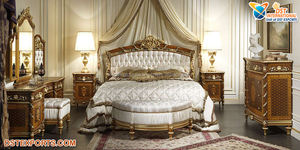 Muebles de dormitorio de madera de teca de diseño, cama de acabado antiguo con mesitas de noche, Maharaja, tamaño King - Product Image 6