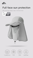 Topi Perjalanan Musim Panas 2 in 1 Topi Lipat dengan Pelindung Wajah Lepas Pasang, Perlindungan UV, Nyaman, Bernapas, Cepat Kering, Model Bucket