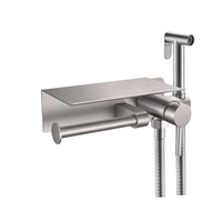 Robinet de bidet rond SUS304 en promotion avec mitigeur eau chaude et froide, étagère et porte-papier toilette