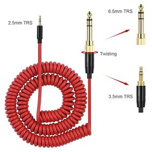 Câble audio à ressort rouge 2.5 Terminal <span class=keywords><strong>QC25</strong></span>/QC35/QC35II/QC45/NC700 Bobine de casque 3.5mm Stéréo PVC plaqué or - Product Image 3