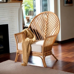 Chaise en bambou naturel écologique de style mid-century, canne en bambou, rotin, meubles de jardin, meubles d'extérieur, salon, salle à manger, maison, hôtels, bars - Product Image 1