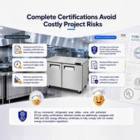 Congélateur commercial sous comptoir en acier inoxydable, plan de travail réfrigéré, table de préparation avec certification ETL pour restaurant, hôtel, cuisine