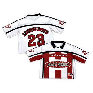 Custom <b>V</b> <b>Neck</b> Print <b>T</b> <b>Shirts</b> Oversized Boxy Embroidery Vintage Retro American Soccer Wear Cropped Football Jersey - Product Image 2