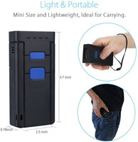 Escáner de Código de Barras Inalámbrico Portátil 1D 2D, Mini Escáner Bluetooth para iOS y Android, Ideal para Inventario y Logística