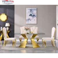 Vente en gros de console de commande et table de salle à manger en verre miroir pour hôtel familial couloir d'entrée doré au design moderne et luxueux