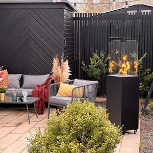 Индивидуальное обслуживание, Заводская стоячая стеклянная стена, наружная газовая пожарная яма с колесами - Product Image 5