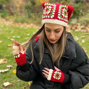 Ensemble chapeau <span class=keywords><strong>et</strong></span> <span class=keywords><strong>gants</strong></span> de Noël personnalisés en crochet pour <span class=keywords><strong>femme</strong></span>, bonnet de Père Noël tricoté <span class=keywords><strong>et</strong></span> ensemble écharpe <span class=keywords><strong>et</strong></span> <span class=keywords><strong>gants</strong></span> - Product Image 5