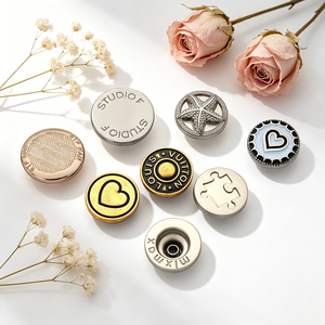 Luxury Metal Craft Ornament <b>Buttons</b> Custom Embossed Pattern Zinc Alloy High Polished Gold Brass Shank 2-Holes Eco-Friendly - Product Image 1