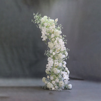 Arche de fleurs YM blanche en soie véritable au toucher, avec cadre en fer, arrangement de luxe pour toile de fond de décoration de mariage romantique