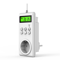 Termostato Inalámbrico Enchufable de 433 Mhz con Pantalla LCD Retroiluminada Verde, 16 A, Control Múltiple para Dispositivos de Calefacción o Refrigeración
