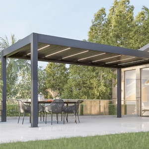 Auvent d'ouverture Auvent de toit rétractable Patio Gazebo gris étanche à la pluie Bioclimatique Bioclimatique Pergola à persiennes mobile <span class=keywords><strong>en</strong></span> aluminium <span class=keywords><strong>4x6</strong></span> - Product Image 3