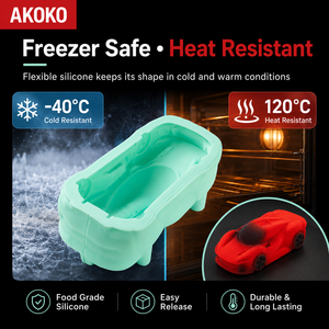 Moule en silicone AKOKO 3D pour voiture de sport, qualité alimentaire, antiadhésif, pour chocolat, crème glacée, <span class=keywords><strong>d</strong></span>écoration de gâteaux <span class=keywords><strong>d</strong></span>'<span class=keywords><strong>anniversaire</strong></span>, DIY - Product Image 3