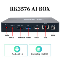 AIBox-3576A Rockchip RK3576 Android 14 Mini PC 4 Go USB 3.0 LAN WiFi Boîtier de lecteur d'affichage numérique intégré avec télécommande CMS