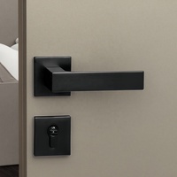 Poignée de porte silencieuse de conception moderne Doorshine, serrure noire pour porte de chambre en bois, oxyde d'aluminium pur, intérieur, salles de bain, villas, facile