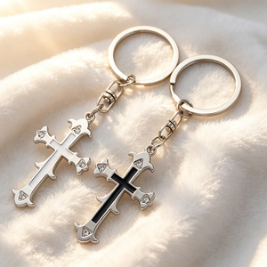 Porte-clés en acier inoxydable avec breloque croix « Je t'aime » et message en espagnol, pendentif rectangulaire, cadeau religieux pour la Saint-Valentin - Product Image 3