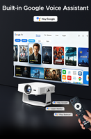 Projecteur LCD JUNUO J500 Android 14, 500 Lux, 1080P natif, mise au point électrique, correction trapézoïdale 4 points, Wi-Fi double bande, Home Cinéma
