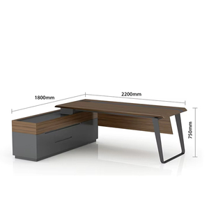 Escritorio Ejecutivo Moderno con Gabinete de Almacenamiento en Forma de L, Mesa de Computadora para Gerente/CEO, Muebles de Oficina en <span class=keywords><strong>Casa</strong></span>, Estación de Trabajo de Madera - Product Image 5