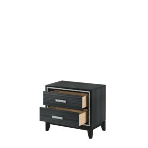 Haiden Weathered Black Finish Nightstand With Two <b>Drawers</b> Modern Bedroom Storage Unit - Product Image 4