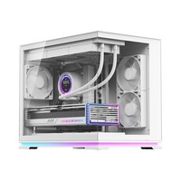 Boîtier PC Gaming 2805M MATX ITX Mid Tower Micro Sea View à Double Compartiment avec Bande Lumineuse – Vente Flash