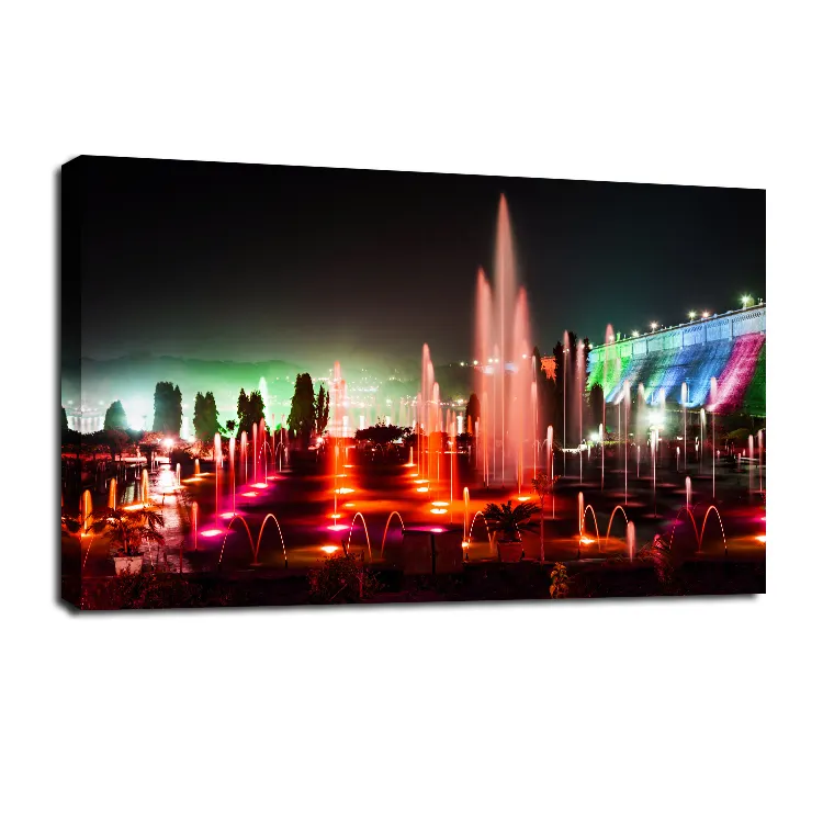 Factory wholesale custom Framed Battery Picture Scenery City light up led canvas art picture