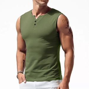 Camisetas Deportivas Personalizadas para Hombre, Cuello Henley sin Botones, Ajuste Delgado, Elásticas, Sin Mangas, de Secado Rápido, Personalizables, de Malla, para Gimnasio - Product Image 6