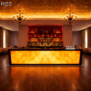 Bancone <span class=keywords><strong>Bar</strong></span> a Forma di <span class=keywords><strong>L</strong></span> Moderno per Nightclub e Ristoranti con Piano in Marmo Traslucido e Granito Nero Onice - Product Image 6