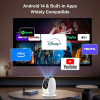 Projecteur d'étoiles HD 720P avec lampe LED de plafond à effet nébuleuse, projecteur vidéo intelligent 4K pour jeux, divertissement et soirées, 260 ANSI, Android 14