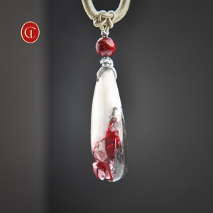 Натуральный Красный Киноварный Камень, Кристалл, Кулон-Ожерелье, Необработанный, Целебный Камень, Амулет Защиты, Подарок, Унисекс, На Шнурке, Модный - Product Image 2