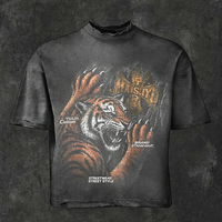 T-shirt da uomo oversize in cotone 100% da 400g, vestibilità regolare, lavaggio acido vintage, stampa digitale, stile hip hop, personalizzabile all'ingrosso