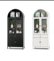 Meuble de rangement personnalisé pour salon et cuisine, étagère en acier avec porte vitrée, grande capacité