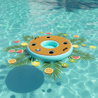 Bar flottant gonflable rond et table aquatique robuste avec porte-gobelets et zone centrale pour seau à glace