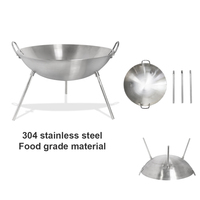 Foyer pliable en acier inoxydable avec jambes de trépied détachables et poêle à feu de barbecue extérieur enduit de poudre écologique de tisonnier