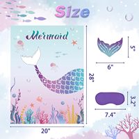 Épingle la queue sur le jeu de fête de sirène avec 24 queues PCS pour anniversaire d'enfants filles