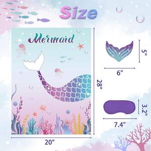 Épingle la queue sur le jeu de fête de sirène avec 24 queues PCS pour anniversaire d'enfants filles - Product Image 3