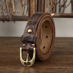Ceintures de luxe en <span class=keywords><strong>cuir</strong></span> véritable grain fissuré vintage avec logo personnalisé en gros d'usine pour femmes avec boucle ardillon en laiton massif - Product Image 5