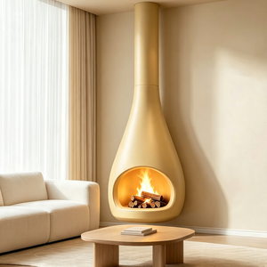Cheminée suspendue moderne pour décoration intérieure, foyer ouvert à <span class=keywords><strong>bois</strong></span>, avec vue sur la flamme - Product Image 6